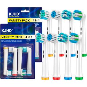 Replacement Heads for Oral B Braun Variety Pack of 8 PCS Floss Cross Sensitive Soft Precise Electric Toothbrush Heads Tooth Brush Head Refill Compatible with Oral-B [KJHD]