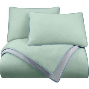 Vellux Solid Jersey Knit 2-Piece Twin Comforter Set - Cotton Blend - Ultra-Soft & Cozy T-Shirt - Light Weight - Breathable - Down Alternative - Bedding for All-Season Comfort (68 x 88, Sage/Gray)