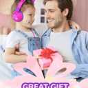 iClever Kids Headphones Cat Ear, LED Light Up, 85dBA Safe Volume, Stereo Sound Toddler Headphones for Travel School, Foldable 3.5mm Wired Kids Headphone for iPad Tablets, Meow Lollipop-Hot Pink