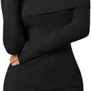 MEROKEETY Women's Sexy Off Shoulder Sweater Dress 2026 Winter Spring Long Sleeve Bodycon Club Night Out Mini Dresses, Size M