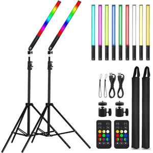 LED Light Sticks RGB Light Wand, Photography Light Stick LED Video Lighting Kit 9 Color Modes, with 26.2" to 78.7" Tripods, Adjustable 3200K-5600K, Pack of 2 [Upgraded]