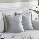 GIGIZAZA Silver Grey Velvet Decorative Throw Pillow Covers 20x20 Square Couch Sofa Pillow Covers Pack of 2