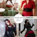 GRACE KARIN Women's Elastic Wide Waist Belt Renaissance Pirate Corset Cinch Belt Cosplay Costume with Press Button (Brown, M)