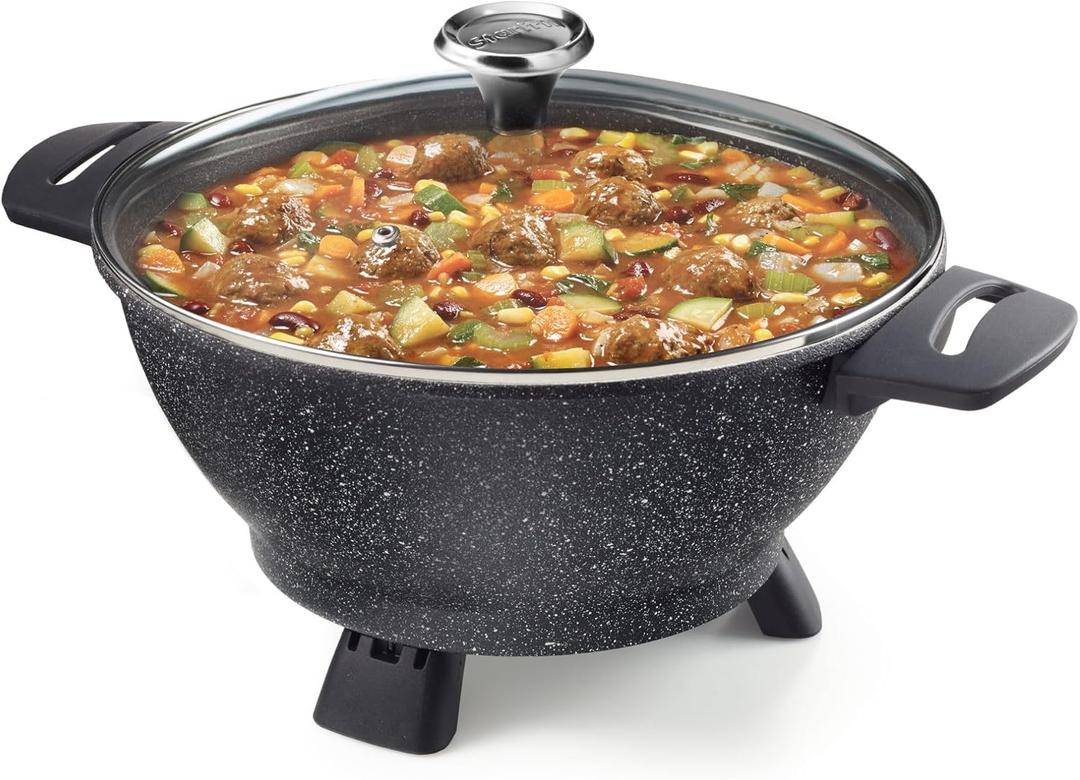 Starfrit The Rock Electric Multi Pot - 4.5L - Rock.Tec Non-Stick - Tempered Glass Lid - Variable Temperature Control, 4.8 Quarts