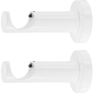 Ivilon Ceiling or Wall Mount Curtain Rod Brackets Holders for Curtain Rods of 7/8 and 1 Inch Diameter. Set of 2. Color White