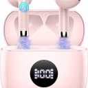 Wireless Earbuds, Bluetooth 5.4 Ear Buds LED Power Display Headphones Bass Stereo, Bluetooth Earbuds in-Ear Noise Cancelling Mic, 40H Playback Mini Case IP7 Waterproof Sports Earphones for Android iOS (Pink)