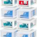 IRIS USA 6 Qt. Small Plastic Stacking Drawer, Stackable Storage Organizer Unit with Sliding Drawer for Bedroom Kitchen Under Sink Pantry Craft Room Dorm Office, White, 8-Pack