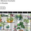 Boho Plant Wall Shower Curtain, Spring Green Plants Flower Shower Curtain Set for Bathroom, Natural Arboretum Botanical Garden Fabric Bath Curtain with Hooks, 72x78in