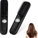 Go Brush Pro Portable Cordless Hair Straightener Brush for Travel, Fast Heating Straightening Comb with LCD Display & F/C Switch, Rechargeable Anti-Frizz Styling Tool for Smooth Shiny Hair (Black)