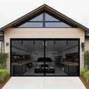 Magnetic Garage Door Screen 11x9ft for 1 2 Car Doors Durable Fiberglass Heavy Duty Mesh Magnetic Net, Pets Friendly Retractable Carport Garage Patio Porch RV Doors Curtain (Black, 11x9ft)