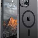 SUPFINE Magnetic for iPhone 15 Case (Compatible with MagSafe) (Military Grade Drop Protection) Translucent Matte Shockproof Phone Cover, Black