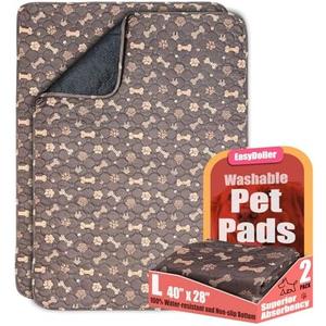 Washable Pee Pads for Dogs - 2 Pcs 28"x40" Brown Superior Reusable Puppy Pet Training Pad - Waterproof Dog Pee Pad Protects Against Urine Leakage Non-Slip Grip Prevents Slipping & Bunching