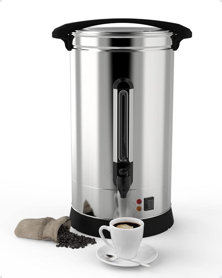 110 Cup Commercial Coffee Urn, 16L/4.2Gallon Double-wall Commercial Coffee Maker For Party Buffet Church Catering Wedding,Hot Coffee Beverage Dispenser,Hot Water Urn (silver)