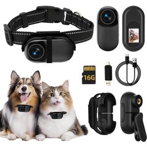 Cat Camera Collar with Video Recording,with 16G SD Card 1080p HD Mini Action Sport Cam,All Activities Pet Camera Stuff,Outdoor/Inoor Wireless Birthday Gift Black