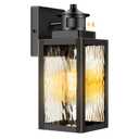 Large Motion Sensor Outdoor Wall Light, Waterproof Exterior Wall Sconce Light Fixture with Water-Rippled Glass, Bronze Modern Outside Wall Lantern for House, Porch, Patio, Garage, Bulbs Not Included