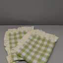 Pillow Shams Set of 2 Yarn-Dyed Pure Cotton Retro Ruffle Flounces Trim Green Check Decorative Pillow Cases for Home Bedroom Decor Standard 20x26 Inch