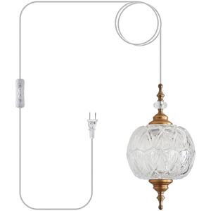 TLOLGT Plug in Pendant Light Fixtures Brass Vintage Pendant Lights Ceiling Pendant Fixtures for Bedroom Living Room Dining Room Kitchen Island