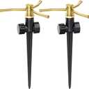 FANHAO 2 Pack Metal Lawn Sprinklers for Yard with Spike Base, 3-Arm Water Sprinkler 360 Degree Automatic Rotary Garden Sprinkler System, Large Yard Area Watering for Plant, Flower Bed and Patio