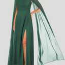 Lrady Women's Summer Wedding Guest Dress Halter Neck Sexy Split Cocktail Party Maxi Long Formal Dresses with Cape (Green, XL)