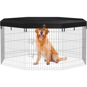 PJYuCien Mesh Top Cover - Fits 8 Panels 24 Inch Width Plastic/Metal Pet Pen Octagonal Dog Playpen (Note: Only Pen Top Cover, NO PLAYPEN) (Black)