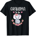 Grandma To Be Elephant Baby Shower Floral T-Shirt 2XL