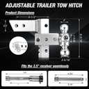 2.5" Adjustable Trailer Hitch 6 Inch Drop/Rise Tow Hitch Tri Ball Mounts
