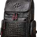 boshiho Real Leather Laptop Backpack Fashion Travel Bag Daypack for Men, Crocodile Pattern (L)