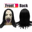 Scary Mask for Women, Horror Crying Woman Mask with Wigs, Halloween Costumes Mask, Quality Latex Full Head Mask, Ideal for Halloween Scary Costumes Cosplay Dance Masquerade Party One Size Fit Most