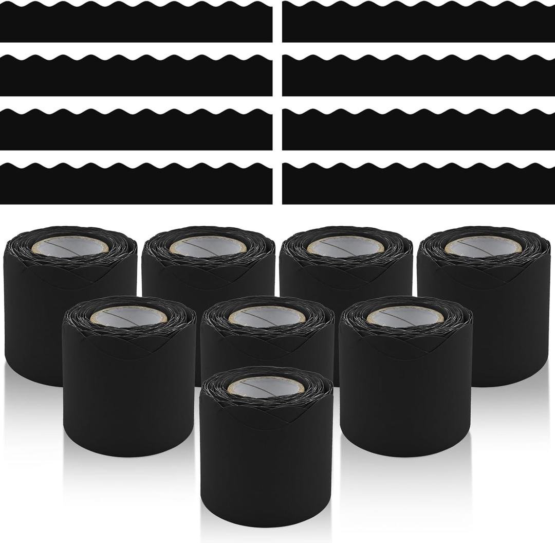 8 Rolls 262.4 Ft Bulletin Board Borders - Black Scalloped Borders Bulletin for Classroom, School & Office Decor - Black Bulletin Board Trim Paper 8 Rolls 262.4 Ft Bulletin Board Borders - Black Scalloped Borders Bulletin for Classroom, School & Office Decor - Black Bulletin Board Trim Paper