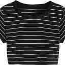 SweatyRocks Women's Striped Ringer Crop Top Summer Short Sleeve Color Block T-Shirts