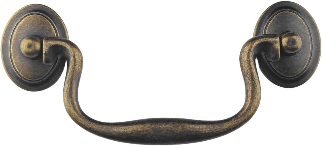 4-Pack 4" Hole Centers Dark Antique Brass Drawer Dresser Pulls Handles Droop Bail Pulls for Kitchen Cabinet Doors Furniture Hardware C-C:102mm (Antique Brass, 4)