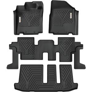 YITAMOTOR Floor Mats for Nissan Pathfinder 2013-2020, Infiniti QX60 2014-2020, JX35 2013, Custom Fit All Weather Anti-Slip TPE Rubber Mat, Pathfinder Accessories, 3 Row Automotive Floor Liners, Black