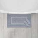 Feather & Stitch 2 Piece Towel Like Bath Mats (30x21 Inch) 100% Cotton Terry Bath Mats, Bathroom Shower Floor Mats [NOT A Bathroom Rug], Soft Absorbent Washable Mats (Grey)