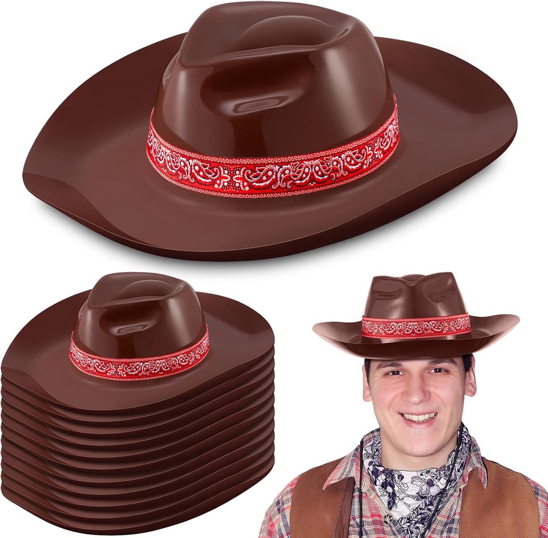 Xtinmee 12 Pieces Cowboy Hats Bulk Adult Cowboy Hats Party Pack Western Cowboy Hat Costume Accessories Western Rodeo Party Supplies