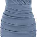 GRACE KARIN Women's Sexy Spaghetti Straps Cocktail Dresses for Wedding Guest Ruched V-Neck Bodycon Dress (XX-Large, Solid Blue Gray)