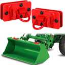 BESTZHEYU Red Tractor Bucket Hooks with Tie Down Ring Fit for Tractor Bucket, RV, UTV, Truck, 2 Pack Bolt On Grab Hook Tow Hook Mount with Backer Plate Max 15,000 lbs