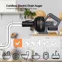 Electric Drain Auger 25ft Cordless Drain Cleaner machine auto feed plumbing snake for kitchen sink, showers, toilet et. 3/4-2" Pipe drain clog (Standard)