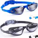 Aegend Swim Goggles for Kids Youth 3-14 Anti-Fog Anti-UV Comfort Fit Goggles for Swimming (Black-Silver & Grey-Silver)