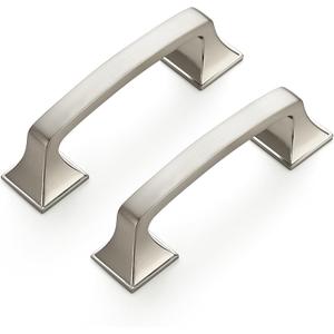 Ravinte 10 Pack Solid 3" Square Foot Arch Pulls Kitchen Cabinet Handles Brushed Nickel Pulls Silver Dresser Kitchen Cupboard Hardware Handles for Cabinets Cupboard Drawers (3 Inch Hole Center)
