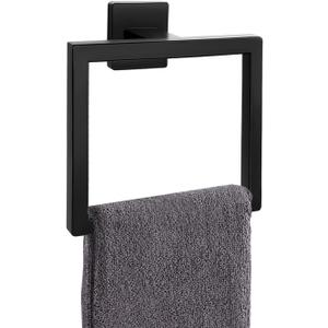Matte Black Towel Ring,Square Hand Towel Holder,Towel Hanger, Bathroom Hardware Accessories,Stainless Steel Wall-Mounted Towel Hoder (1 Pc) Matte Black Towel Ring,Square Hand Towel Holder,Towel Hanger, Bathroom Hardware Accessories,Stainless Steel Wall-Mounted Towel Hoder (1 Pc)