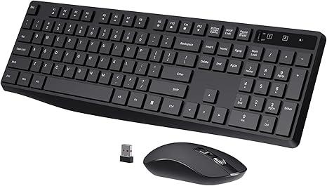 Wireless Keyboard and Mouse Combo, COLIKES 2.4G USB Cordless Mouse and Keyboard, 3 Level DPI Slim Ergonomic, Responsive Plug & Play for Computer Laptop PC  Full Size