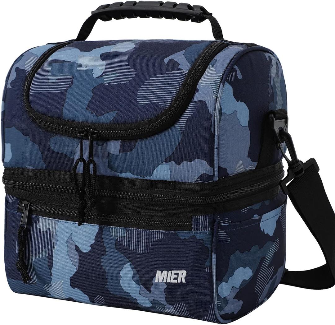 MIER Adult Lunch Box Insulated Lunch Bag Large Cooler Tote Bag for Women, Double Deck Cooler, Camouflage (Large)