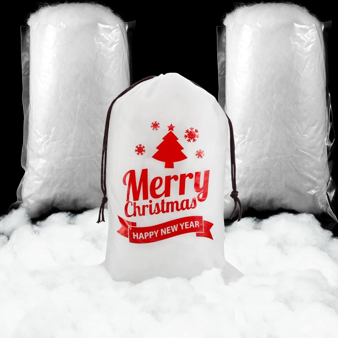 Shappy 2 Bags Christmas Fake Snow Decor, Fluffy Artificial Snow Fiber Cotton Snow Indoor Decoration Realistic Snow Blanket for Xmas Winter Mantel Village Party Decoration