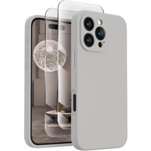 FireNova Designed for iPhone 16 Pro Max Case, Silicone Upgraded [Camera Protection] Phone Case, Soft Anti-Scratch Microfiber Lining Inside, 2024, Natural Titanium