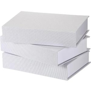 3 Pcs White Fake Book Box Neutral Linen Faux Books for Decoration Storage Boxes with Magnetic Lid for Jewelry Photo Keepsake Book Shaped Box for Bookshelf Home decor