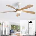 Sofucor 52 Inch Ceiling Fans with Lights and Remote, Outdoor Ceiling Fan with Light 6-Speed 3 CCT 3-Timer, Modern Low Profile Ceiling Fan 5 Blade Reversible DC Motor for Living Room Bedroom Patio