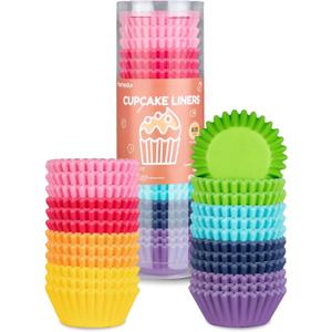 Parmedu 600pcs Paper Cupcake Liners: 1.25 Inches Mini Paper Muffin Liners, Thick & Sturdy, Oil Resistant - 8 Rainbow Colors Baking Paper Cups Cupcake Wrappers