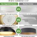 15in LED Flush Mount Ceiling Light, 28W Dimmable Ceiling Light Fixtures with Frosted Glass, Black and Gold Finish Modern Ceiling Light for Bedroom Kitchen Living Room, 3CCT, OS-DY2001-BK, 16-Inch Large