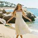 Sunny Spirit Girls Summer Dress for Tween Girl Teen Kids Sundress Maxi Boho Smocked Flowy 2-Way Layered Skirt 5-14 Years
