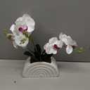White Artificial Silk Phalaenopsis Orchid Fake Flowers Rainbow Pot Desk Decor